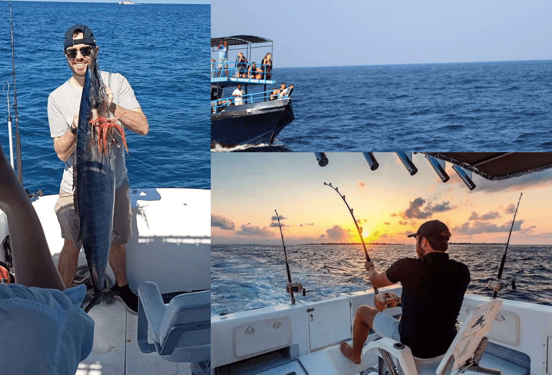 Лодка для глубоководной рыбалки в Индийском океане с уловом